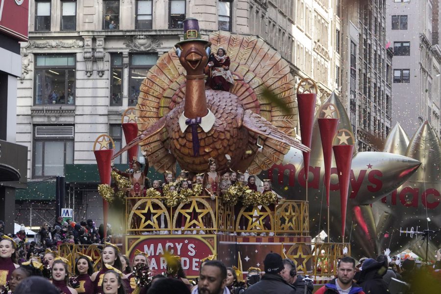 Tom The Turkey floats among other balloons during the Macys Thanksgiving Day Parade.