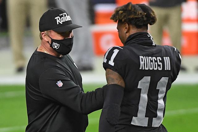 Henry Ruggs and Jon Gruden during the 2020 season.