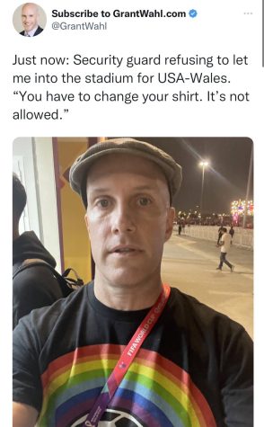 Shortly before he collapsed, journalist Grant Wahl posted a picture of himself being denied entry into a stadium in Qatar for wearing a shirt in support of the LGTBQ+ community.