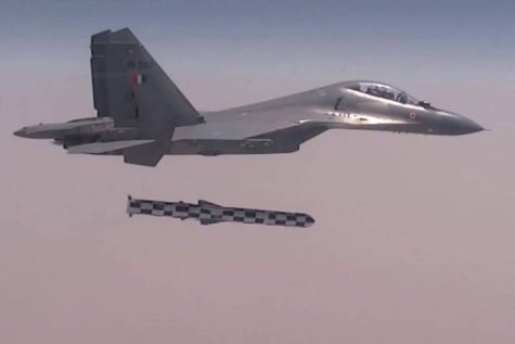  A modified Sukhoi Su-30MKI of the Indian Air Force (IAF) firing an air-launched version of the Brahmos supersonic cruise missile from Integrated Test Range in Chandipur during trials in December of 2021. 