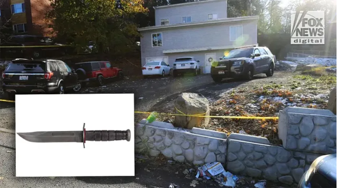 Police suspect that a Ka-Bar knife was used in the quadruple slayings of Idaho University students. 