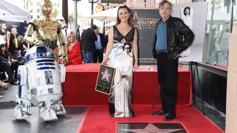 Billie Lourd and Mark Hamill honor Carrie Fisher at her Hollywood Walk of Fame ceremony. Photo by AP News