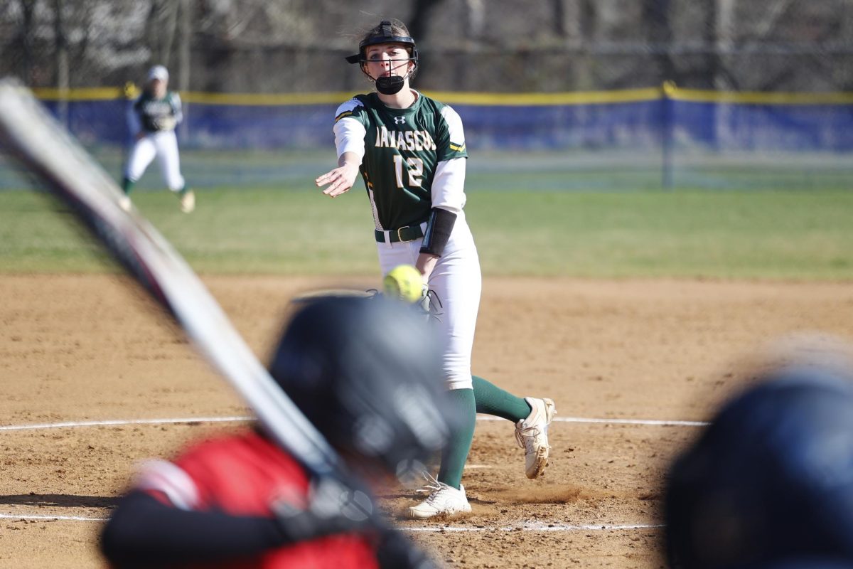 Here is photo of one of the players pitching.