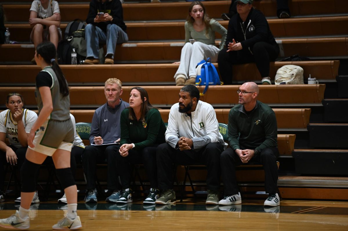 The Varsity coaching staff (from left to right): Chad Mack, Jenna Sevilla, Andre Hammond, and Daryl Keys